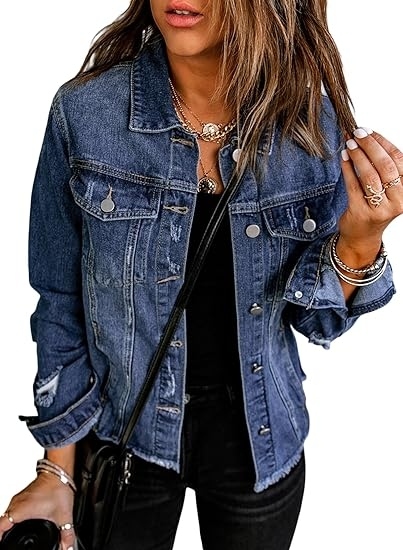 Women's Denim Distressed Raw Hem Jacket(BUY 2 FREE SHIPPING)