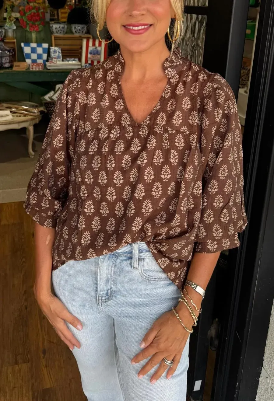 Women's V-neck Half-sleeve Printed Shirt Top (Buy 2 Free Shipping)