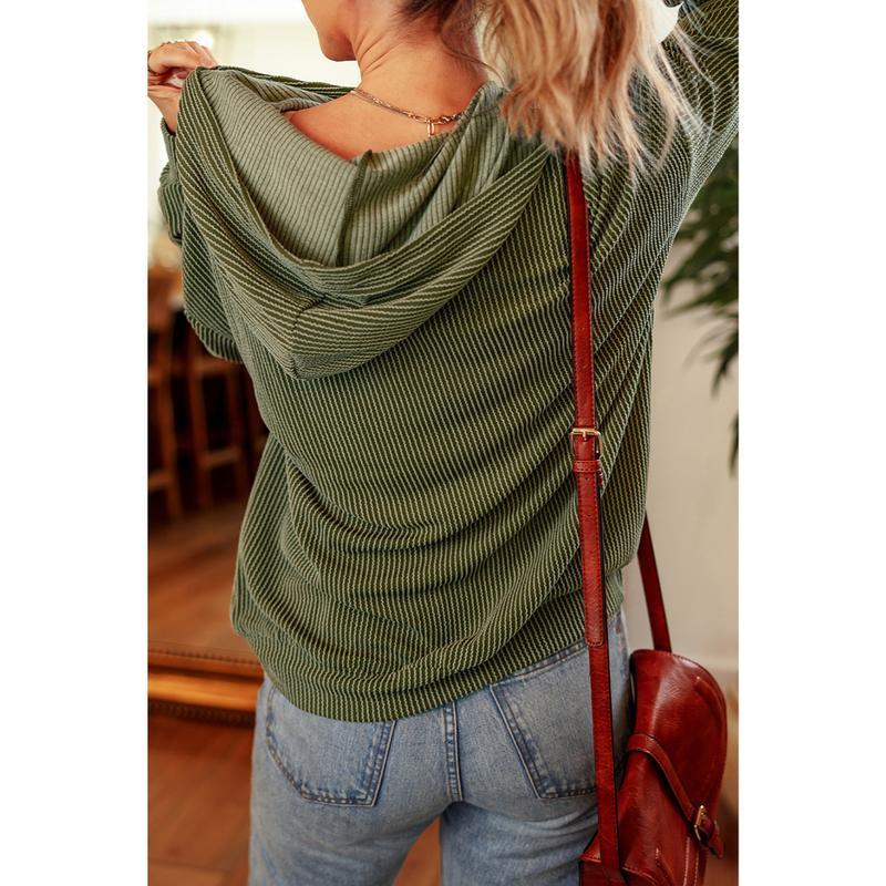 Women's Pullover Hoodies Sweatshirts Casual Loose Long Sleeve Ribbed Knit Shirts