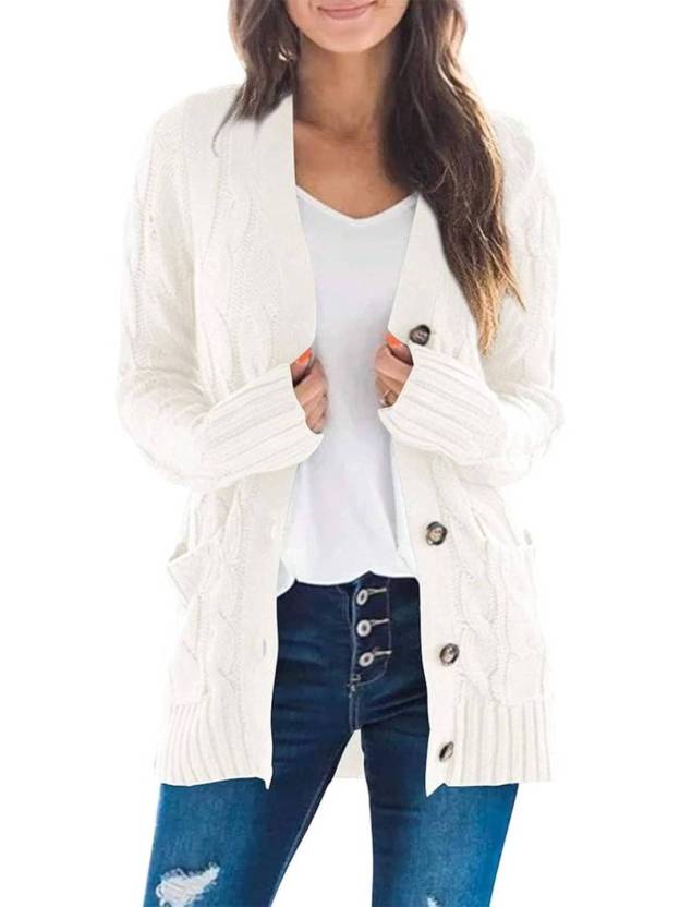 Women's Fall Casual Long Sleeve Button Down Open Front Cable Knit Cardigan(Buy 2 Free Shipping)
