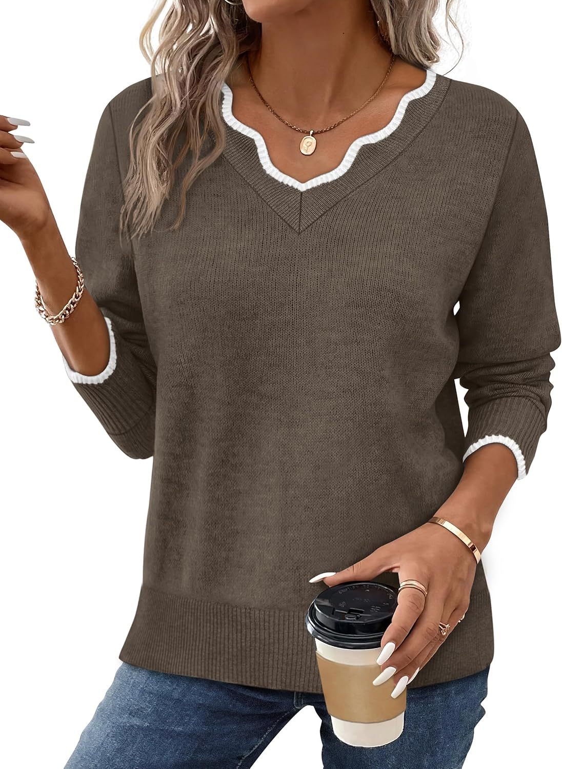 Womens Cozy Lightweight V Neck Sweaters Pullover(BUY 2 FREE SHIPPING)