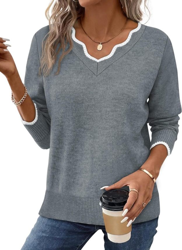 Womens Cozy Lightweight V Neck Sweaters Pullover(BUY 2 FREE SHIPPING)