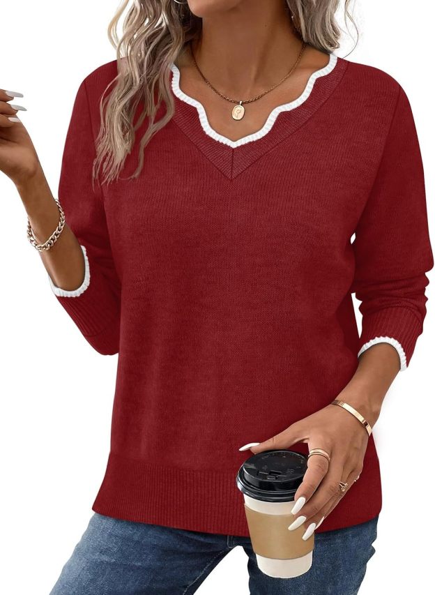 Womens Cozy Lightweight V Neck Sweaters Pullover(BUY 2 FREE SHIPPING)