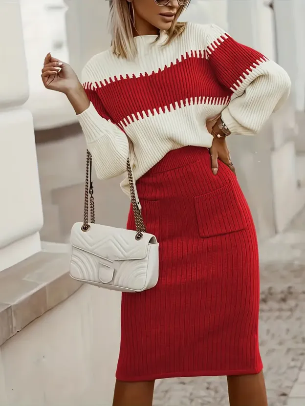 Womens Knitted Sweater Skirt Suit Set (BUY 2 FREE SHIPPING)