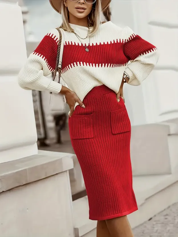 Womens Knitted Sweater Skirt Suit Set (BUY 2 FREE SHIPPING)