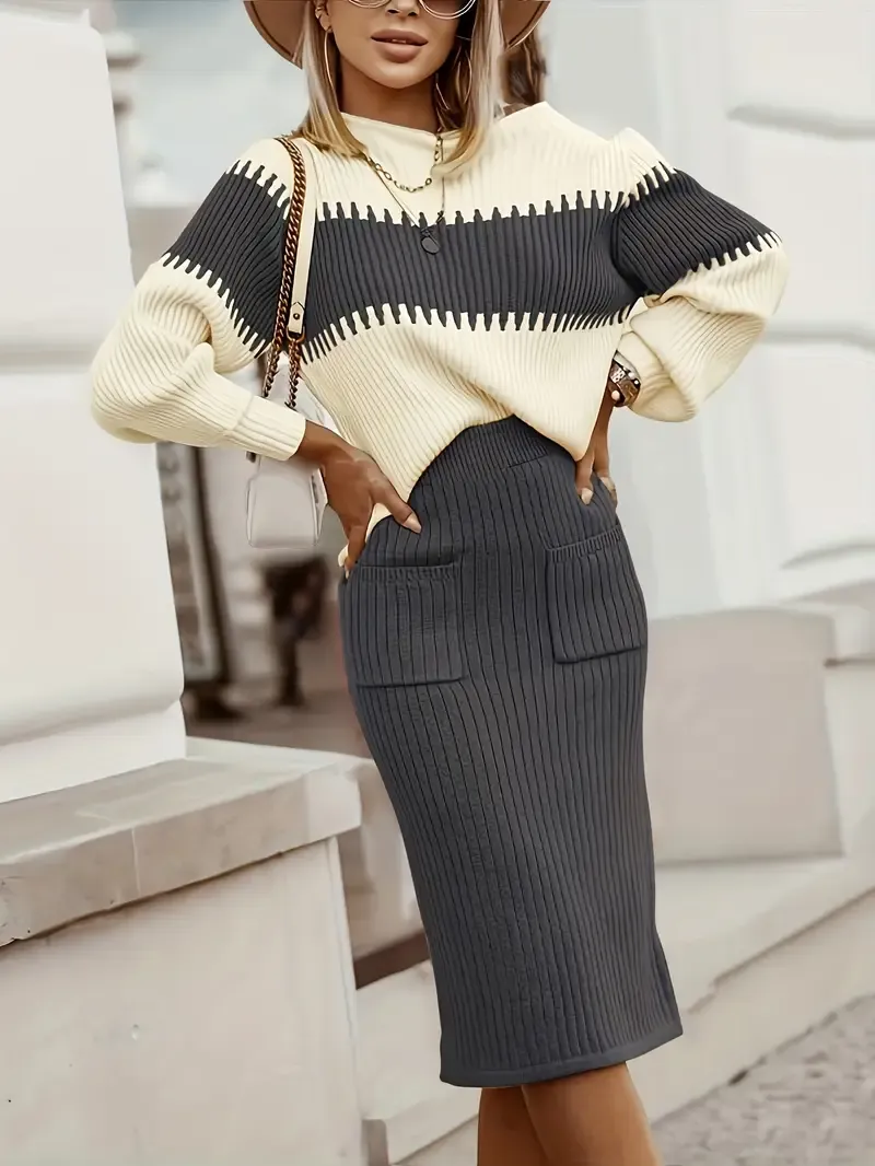 Womens Knitted Sweater Skirt Suit Set (BUY 2 FREE SHIPPING)