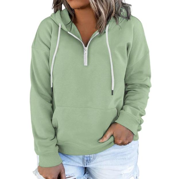 Women's Plus Size Hoodies Quarter Zip-Up Hooded Sweatshirts Long Sleeve Pullover Lightweight Tops with Pocket 1X-4X (BUY 2 FREE SHIPPING)