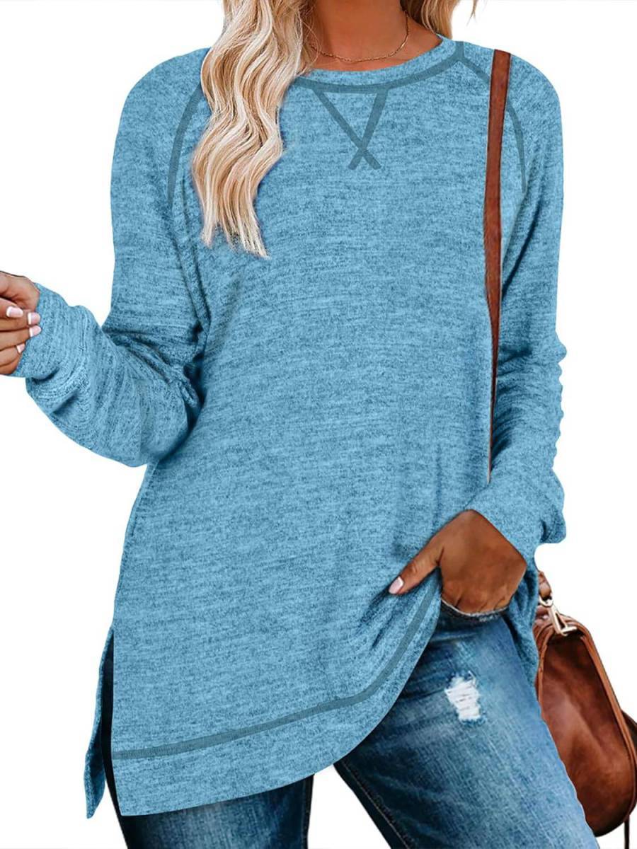 Limited time sale🔥Women Fall Side slit Long Sleeve Shirts Tunic Tops (Buy 3 Free Shipping)