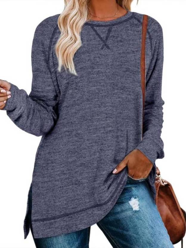 Limited time sale🔥Women Fall Side slit Long Sleeve Shirts Tunic Tops (Buy 3 Free Shipping)