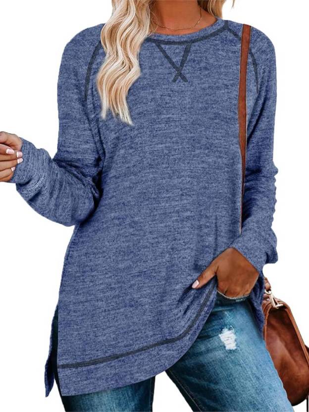 Limited time sale🔥Women Fall Side slit Long Sleeve Shirts Tunic Tops (Buy 3 Free Shipping)