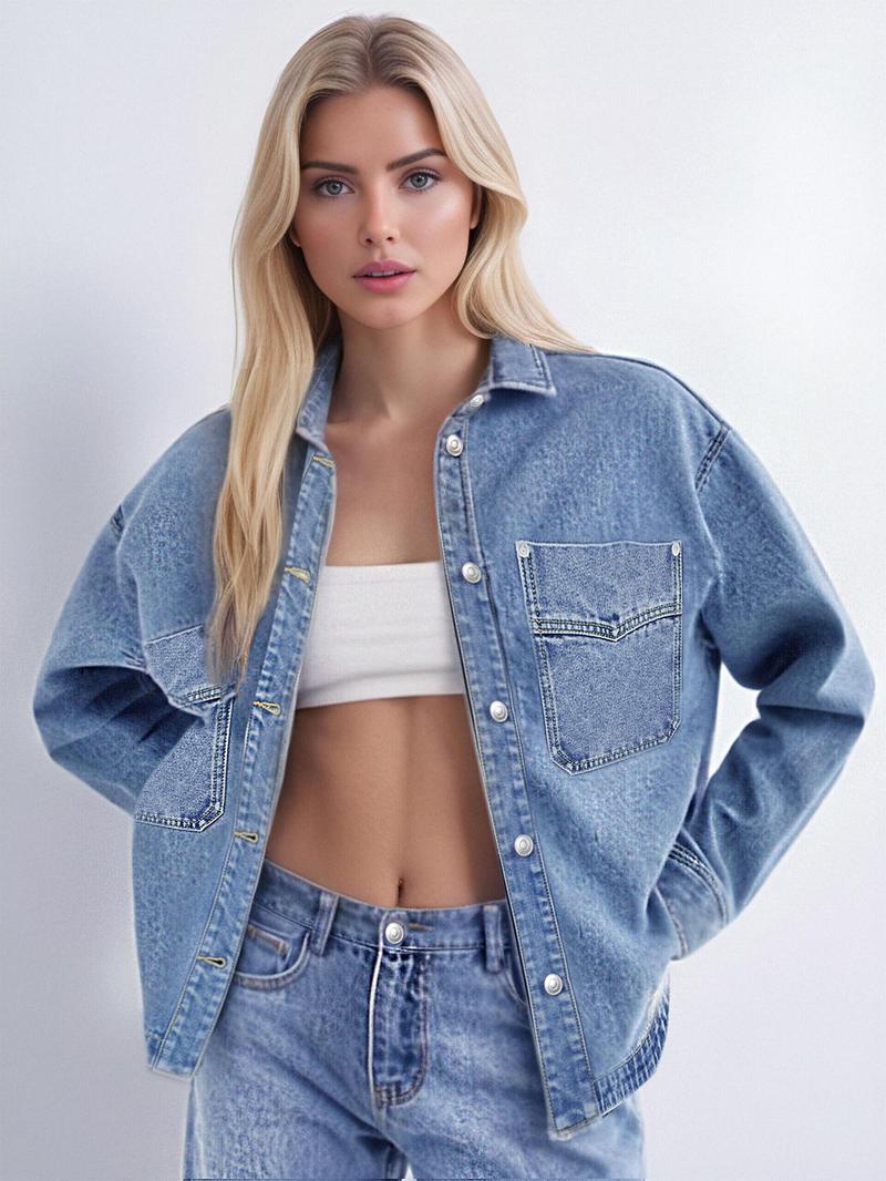 Womens Denim Jacket Wash Jean Jacket Coats With Pockets（BUY 2 FREE SHIPPING)