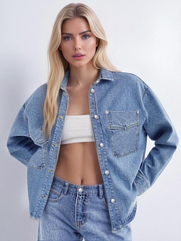 Womens Denim Jacket Wash Jean Jacket Coats With Pockets（BUY 2 FREE SHIPPING)