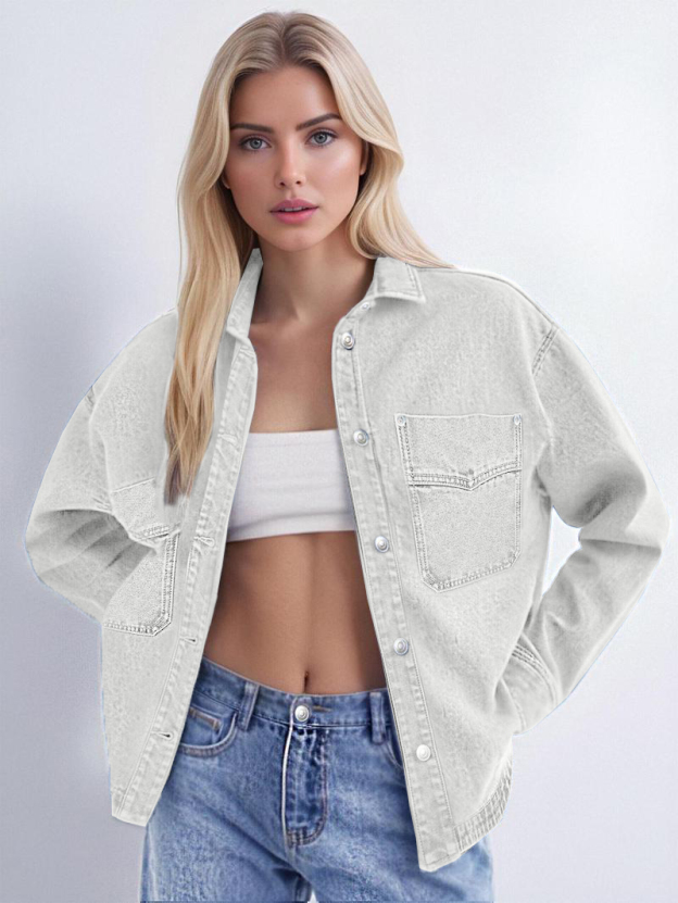 Womens Denim Jacket Wash Jean Jacket Coats With Pockets（BUY 2 FREE SHIPPING)