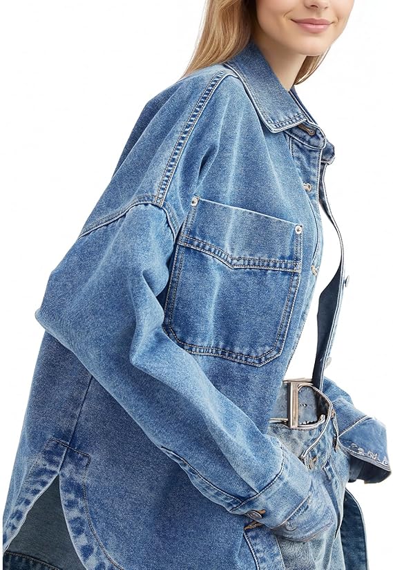 Womens Denim Jacket Wash Jean Jacket Coats With Pockets（BUY 2 FREE SHIPPING)