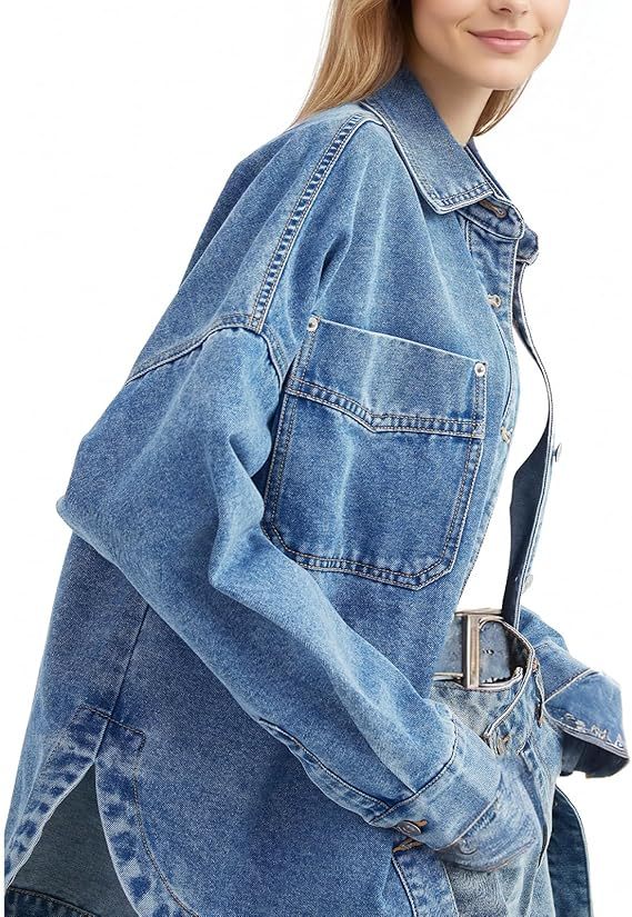 Womens Denim Jacket Wash Jean Jacket Coats With Pockets（BUY 2 FREE SHIPPING)