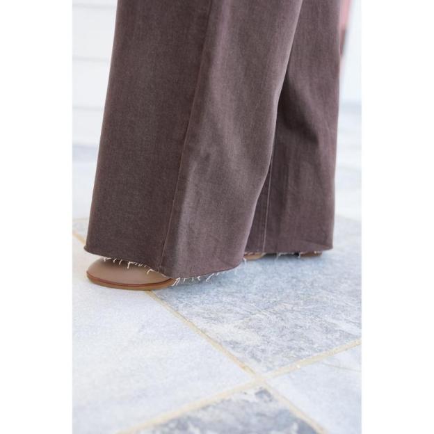 High Rise Brown Retro Wide Leg Jeans with Front Patch Pockets（BUY 2 FREE SHIPPING)