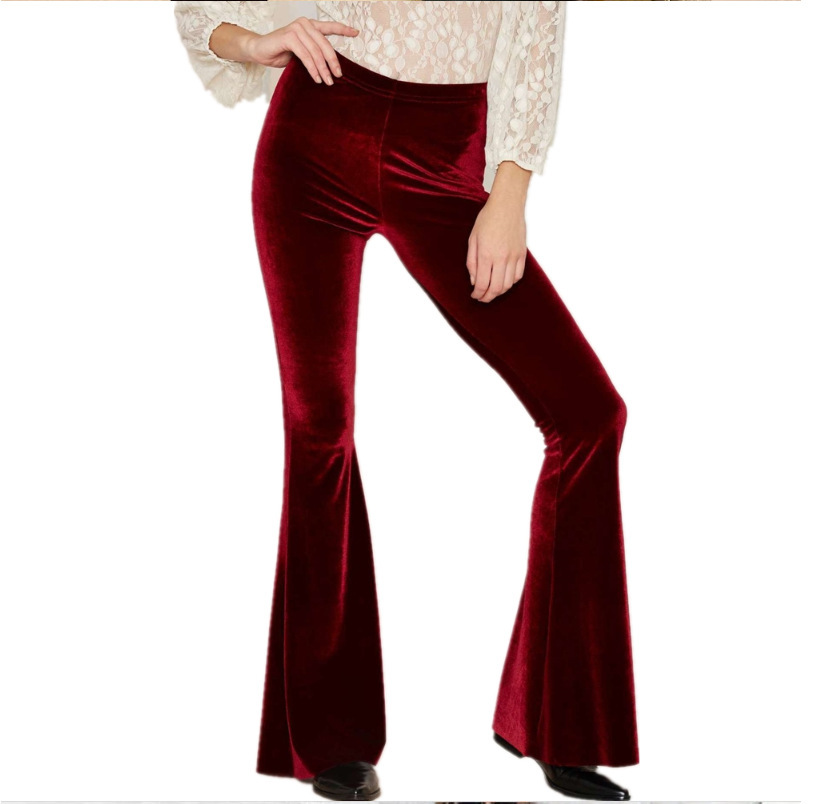 Retro sexy hip-lifting velvet flared pants