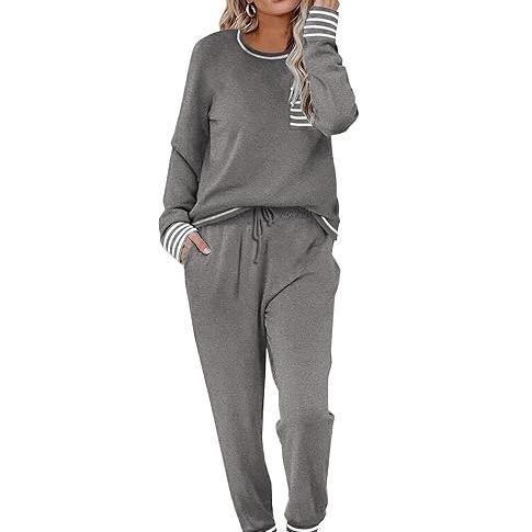 Women's Autumn Long Sleeve Sleepwear Soft 2-piece Casual Set, Long Sleeve with Drawstring Pants（BUY 2 FREE SHIPPING)