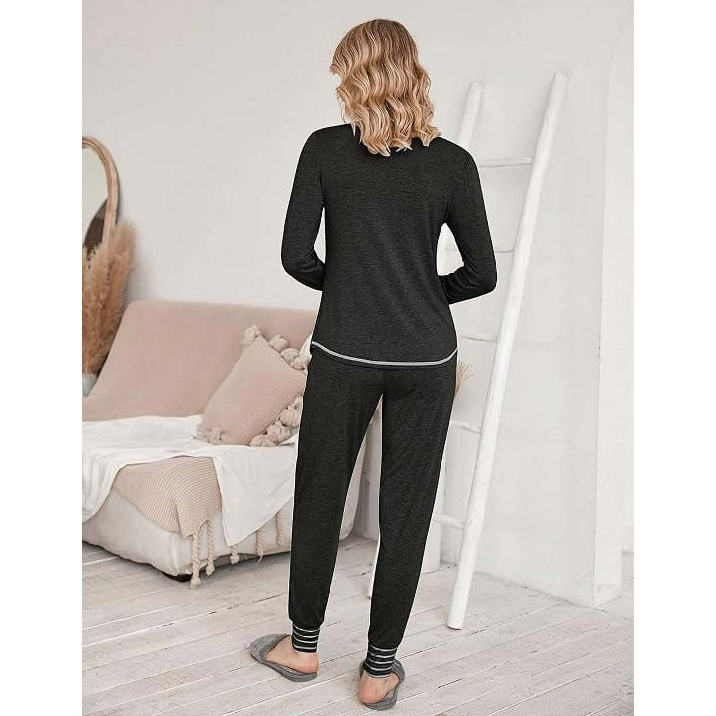 Women's Autumn Long Sleeve Sleepwear Soft 2-piece Casual Set, Long Sleeve with Drawstring Pants（BUY 2 FREE SHIPPING)