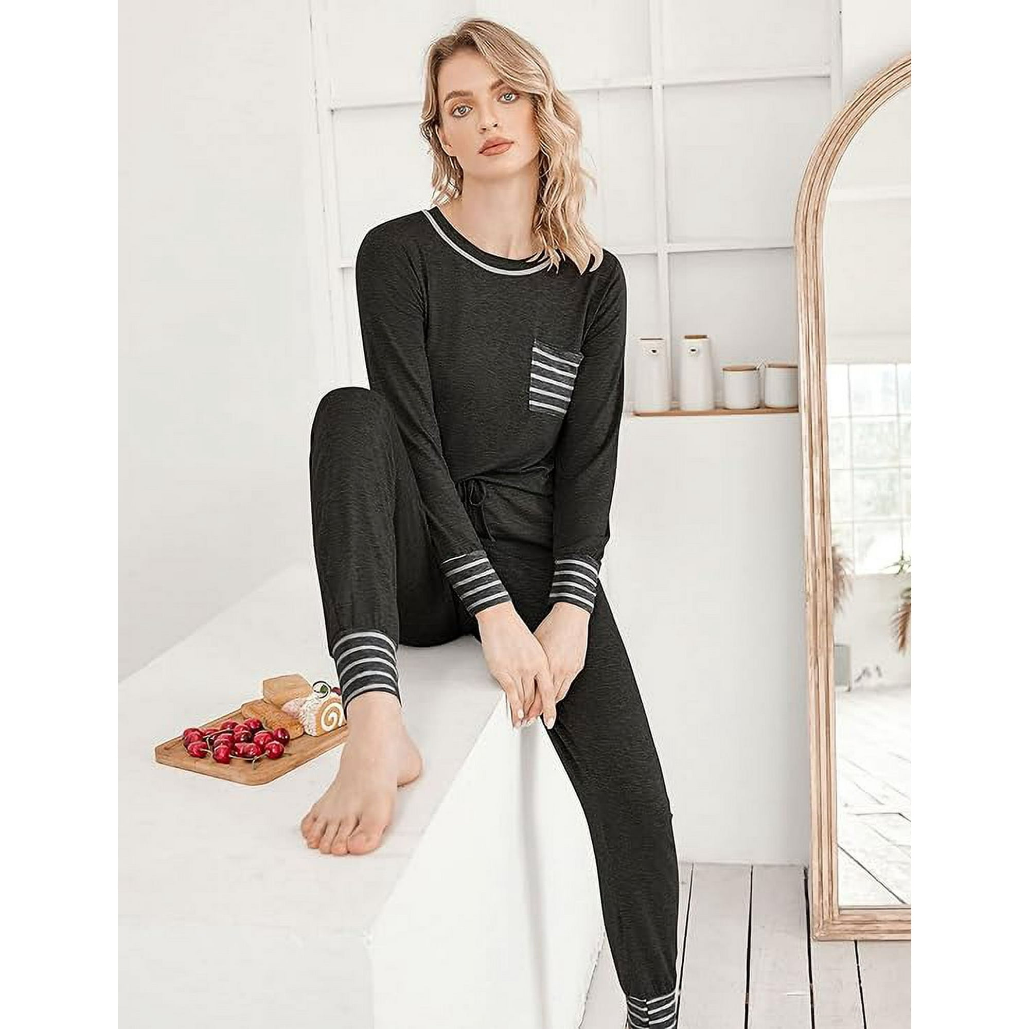 Women's Autumn Long Sleeve Sleepwear Soft 2-piece Casual Set, Long Sleeve with Drawstring Pants（BUY 2 FREE SHIPPING)
