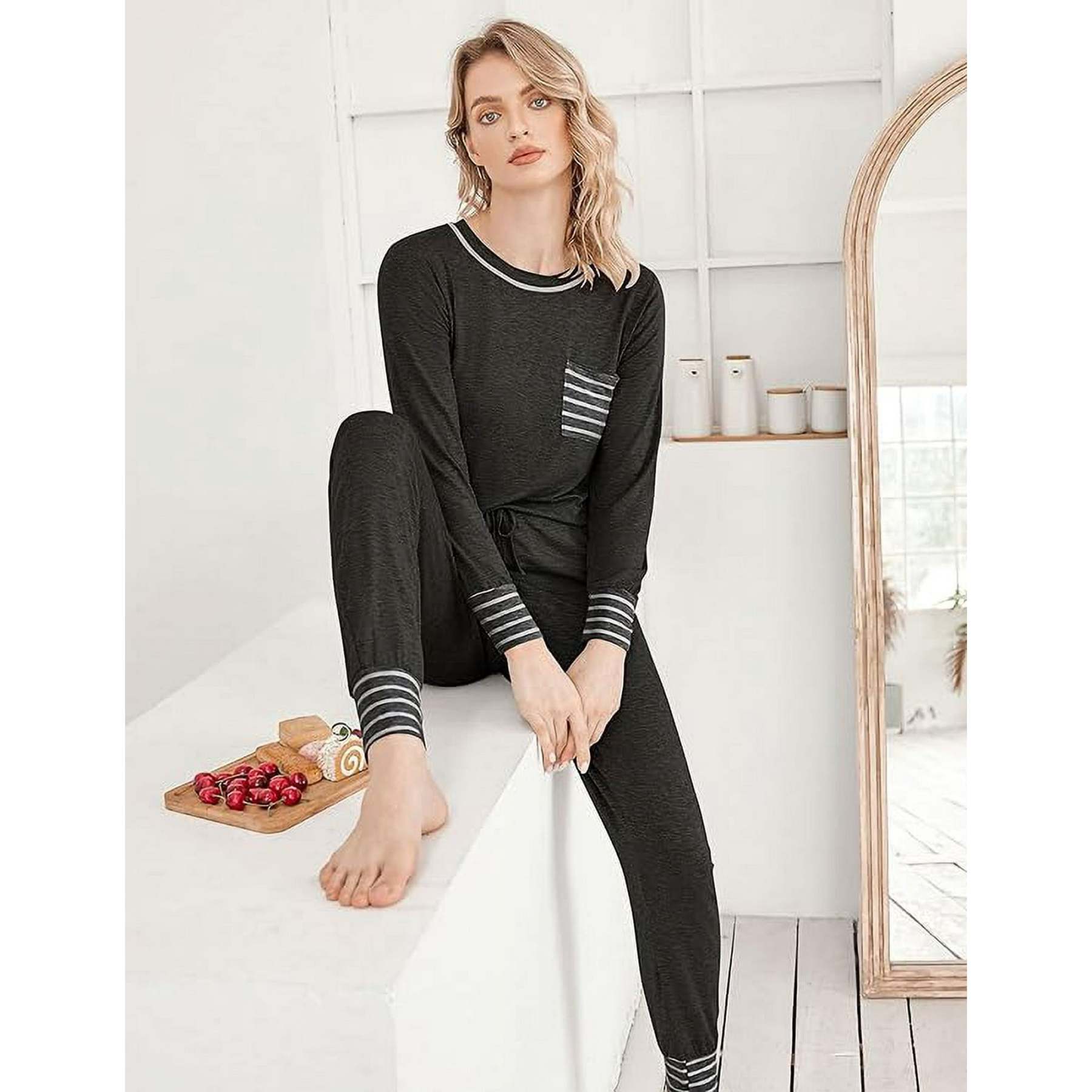 Women's Autumn Long Sleeve Sleepwear Soft 2-piece Casual Set, Long Sleeve with Drawstring Pants（BUY 2 FREE SHIPPING)
