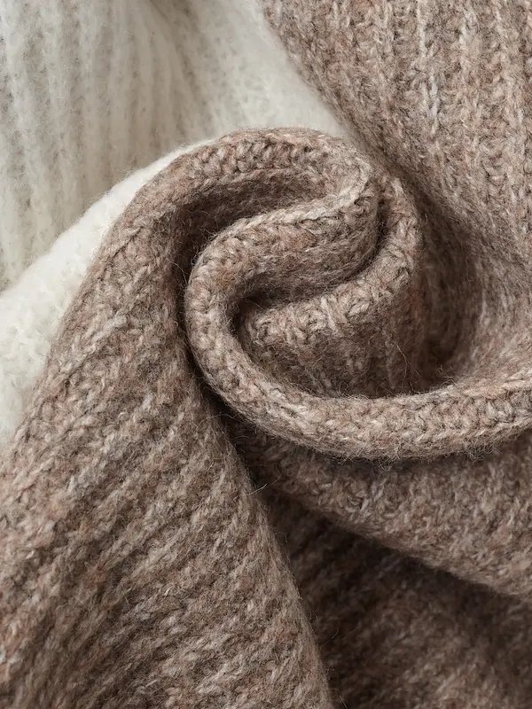 Women's Sweater Set, Mock Neck Long Sleeve Colorblock Knit Top & Skirt, Casual Fitted Two-Piece for Fall Winter