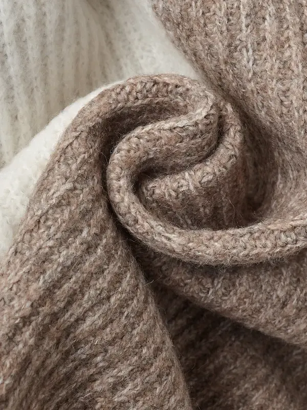 Women's Sweater Set, Mock Neck Long Sleeve Colorblock Knit Top & Skirt, Casual Fitted Two-Piece for Fall Winter