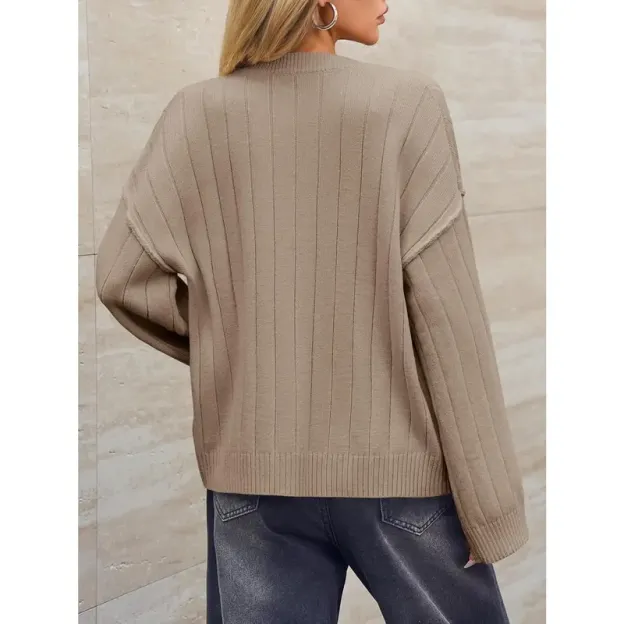 Womens Open Front Cardigan Sweaters Button Down Knit Long Sleeve Crewneck Casual Loose Fall Outerwear