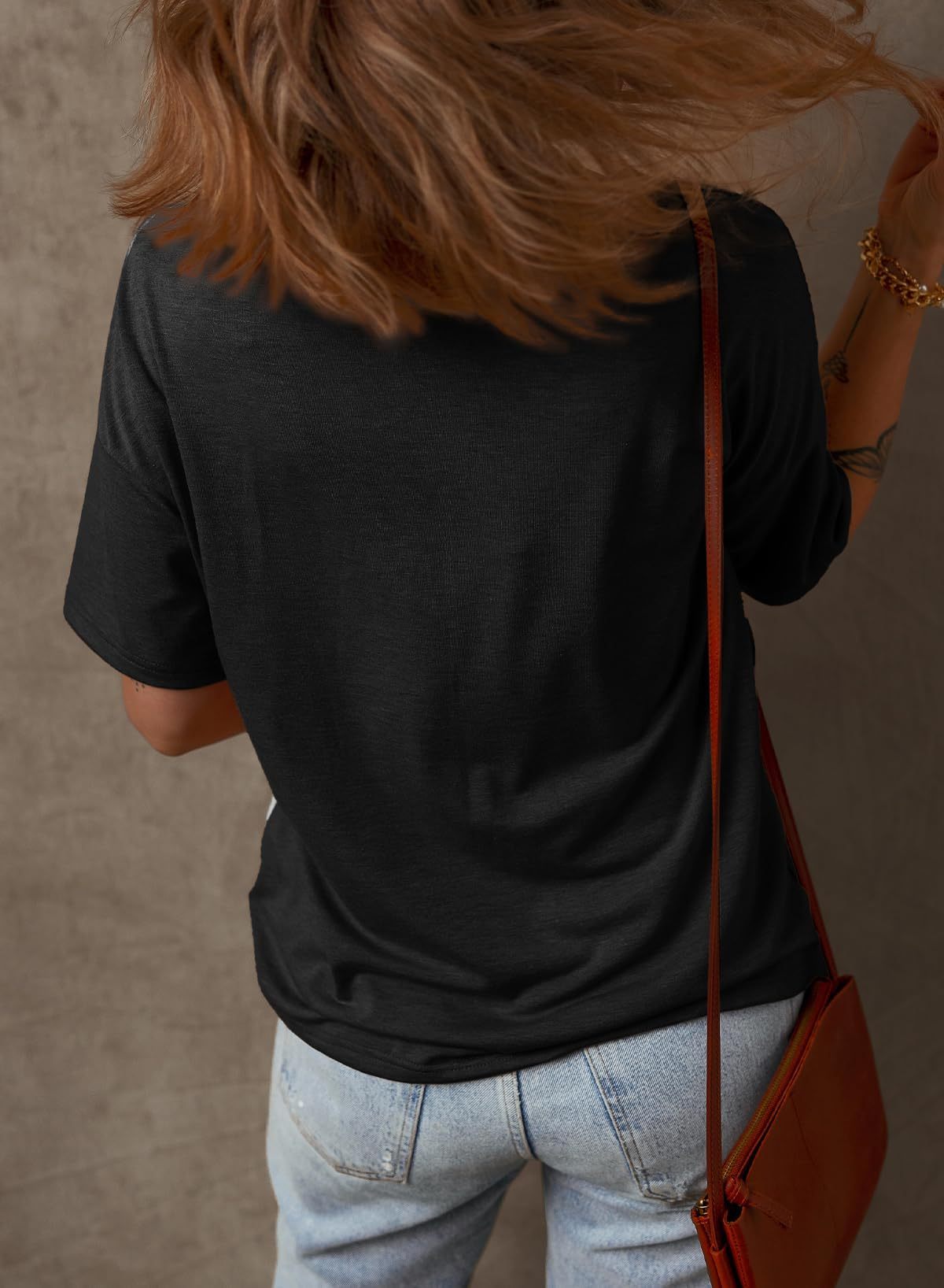 2025 Half Sleeve Fluffy Touch Waffle Knit Shirts Casual V Neck Colorblock Patchwork Blouse(buy 2 free shipping)