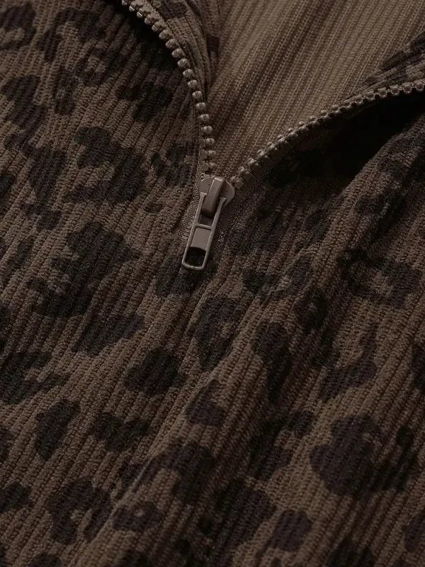 Women's Casual Leopard Print Zip-Up Hoodie, Lady Comfortable and Stylish for Fall and Winter（buy 2 fee shipping)