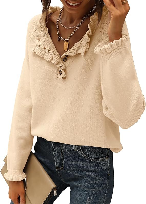 🎈Elegant Ruffled Knit Sweater – Soft Textured Feminine Silhouette