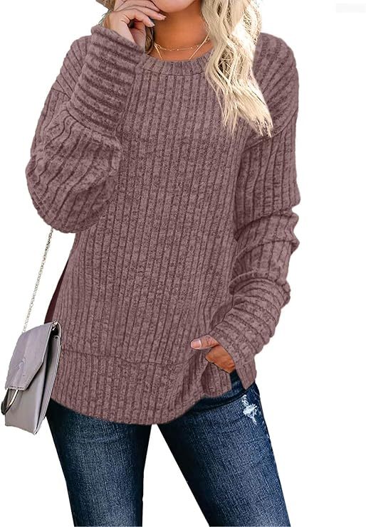 Faynilla Women's Long Sleeve Crew Neck Sweater – Lightweight & Casual Tunic Top for Effortless Style