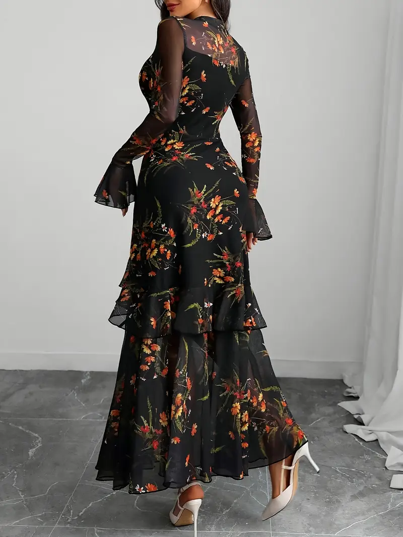 Faynilla Elegant Floral A-Line Dress — Timeless Grace in Motion