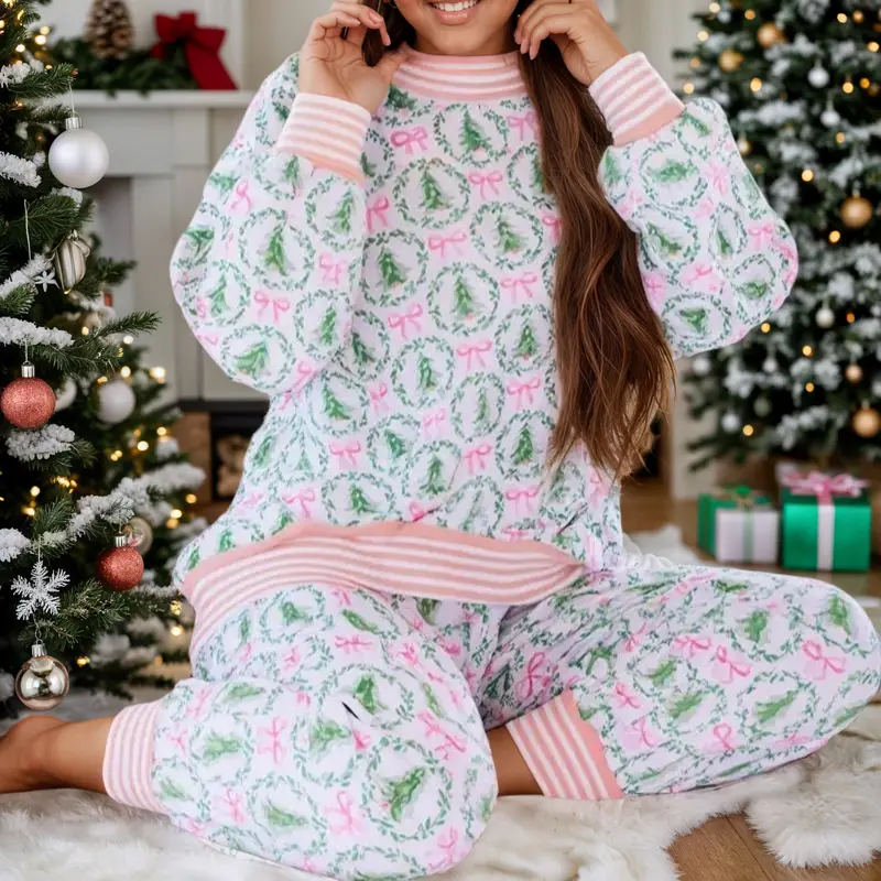 🎄✨Christmas Trees and Bows Pajama Set (Buy 2 Free Shipping)
