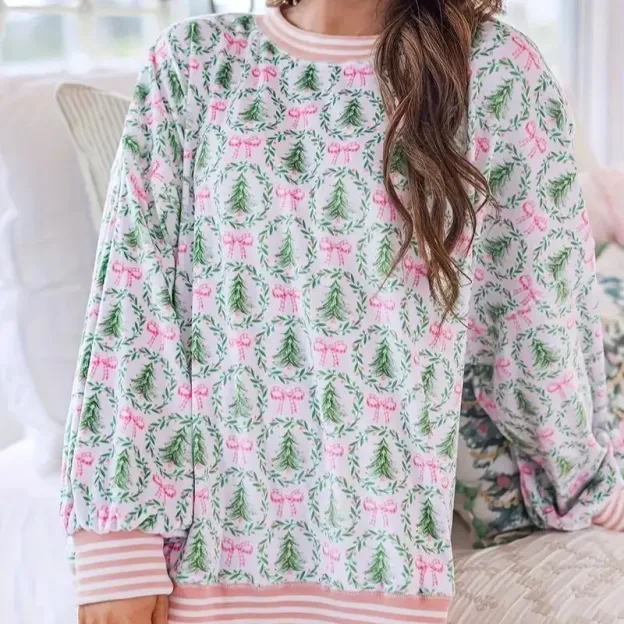 🎄✨Christmas Trees and Bows Pajama Set (Buy 2 Free Shipping)