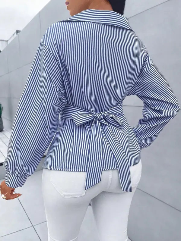 Women's Striped Print Button Front Shirt (BUY 2 FREE SHIPPING)