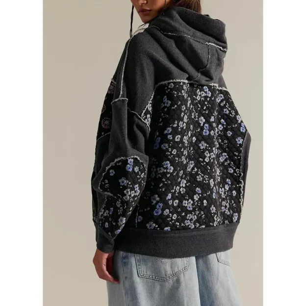 Women's Oversized Hoodies Patchwork Embroidered Long Sleeve Hooded Sweatshirts Pullover Tops with Pockets(buy 2 free shipping)