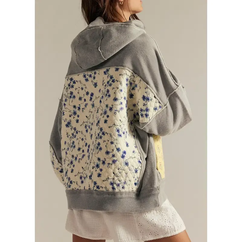 Women's Oversized Hoodies Patchwork Embroidered Long Sleeve Hooded Sweatshirts Pullover Tops with Pockets(buy 2 free shipping)