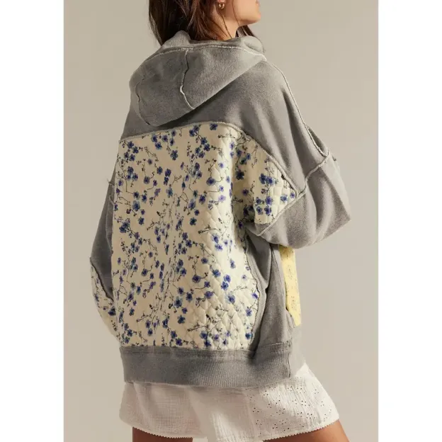 Women's Oversized Hoodies Patchwork Embroidered Long Sleeve Hooded Sweatshirts Pullover Tops with Pockets(buy 2 free shipping)