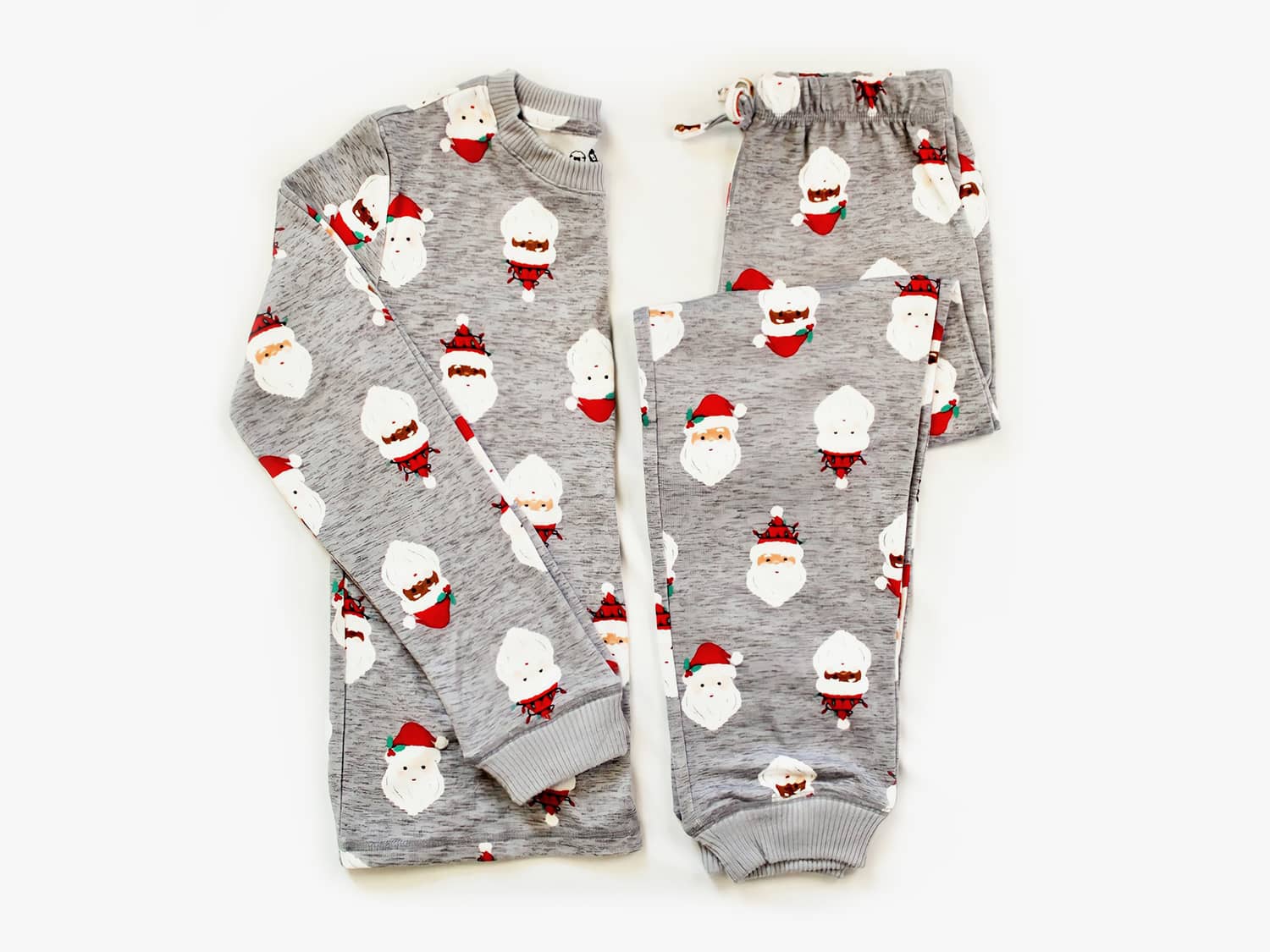 Faynilla Family Christmas Jogger Pajama Set Gray Santa Print Soft Comfy Holiday Sleepwear for Women Men Kids (BUY 2 FREE SHIPPING)