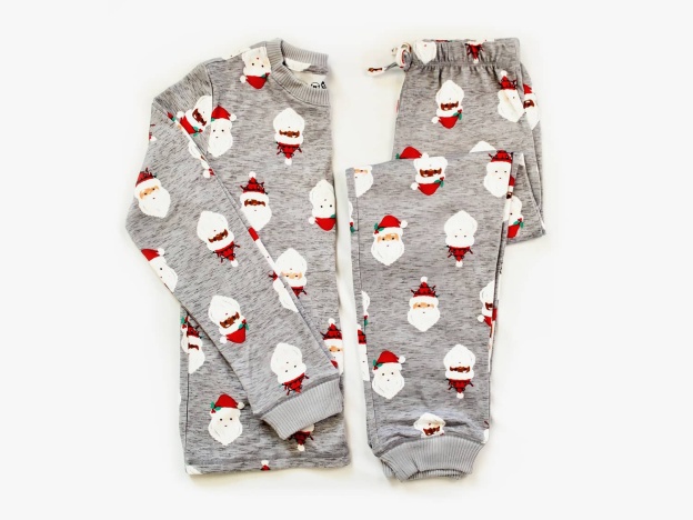 Faynilla Family Christmas Jogger Pajama Set Gray Santa Print Soft Comfy Holiday Sleepwear for Women Men Kids (BUY 2 FREE SHIPPING)