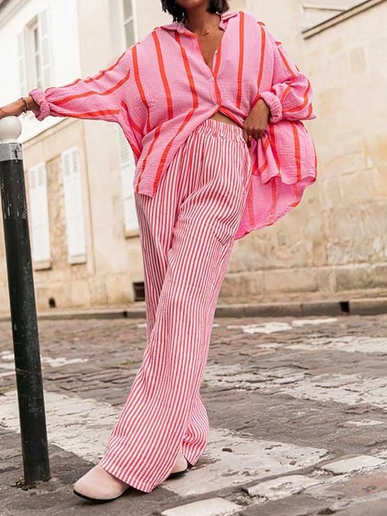 Women's striped button-down long-sleeved shirt（BUY 2 FREE SHIPPING)