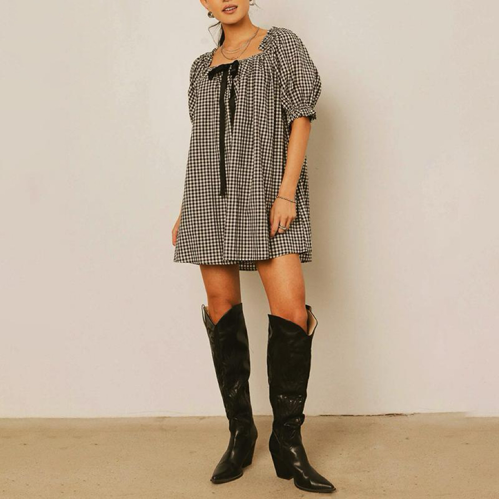 Women's Short Dress Puff Sleeve Square Neck Floral Print Beach Sundress(BUY 2 FREE SHIPPING)