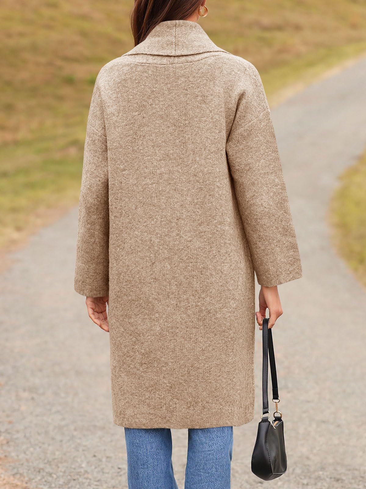 Womens Long Cardigans Oversized Open Front Sweater Jackets with Pockets