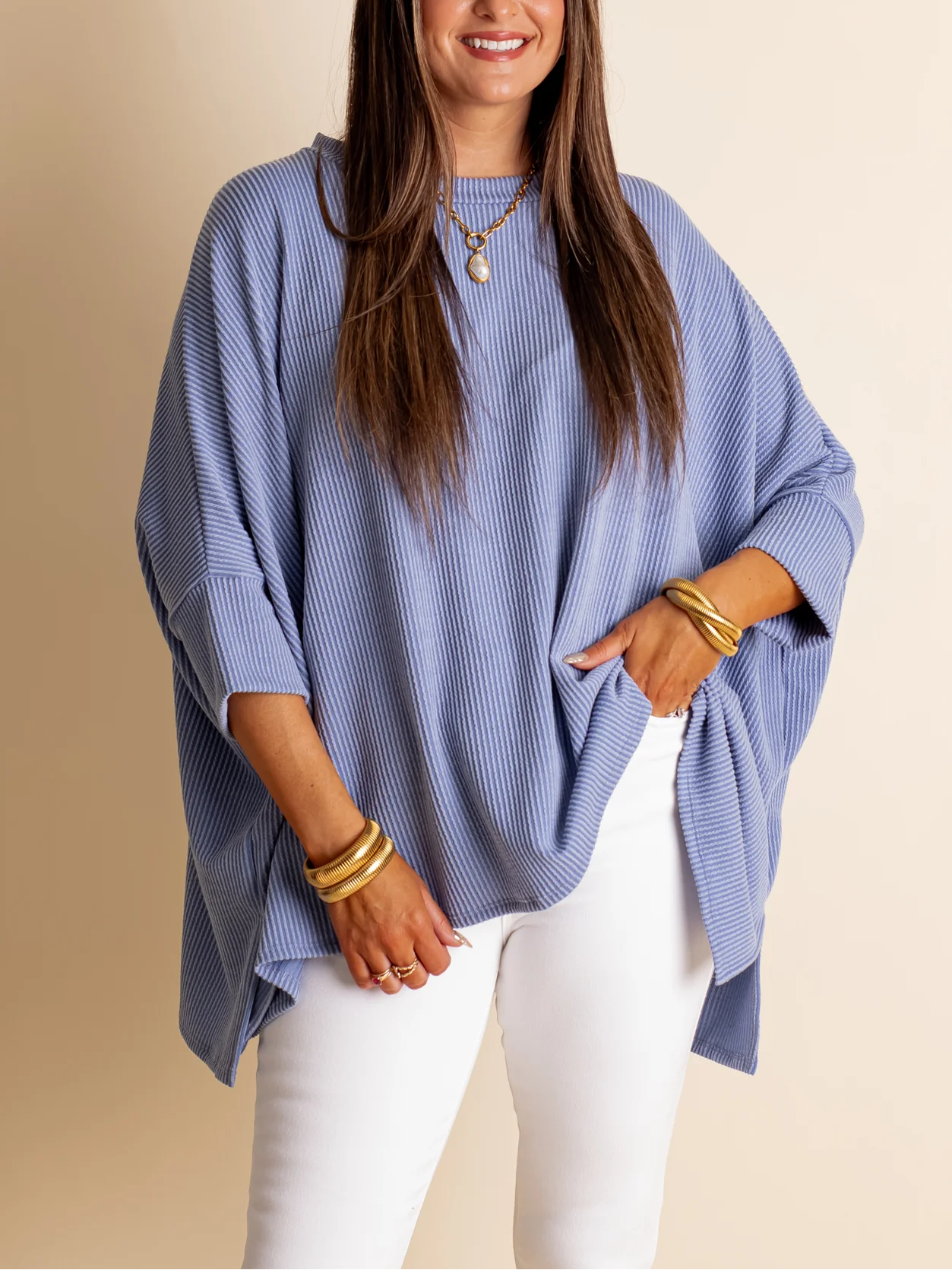 Women's Summer Half-sleeved Ribbed Oversized Top