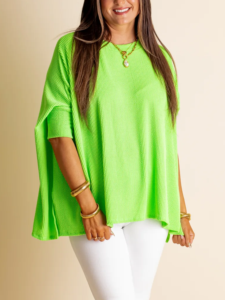 Women's Summer Half-sleeved Ribbed Oversized Top