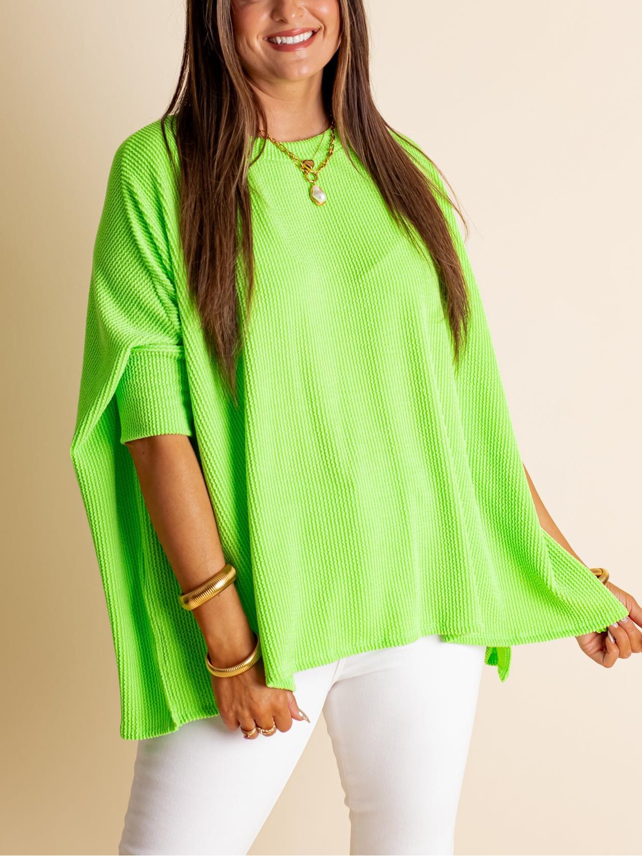 Women's Summer Half-sleeved Ribbed Oversized Top