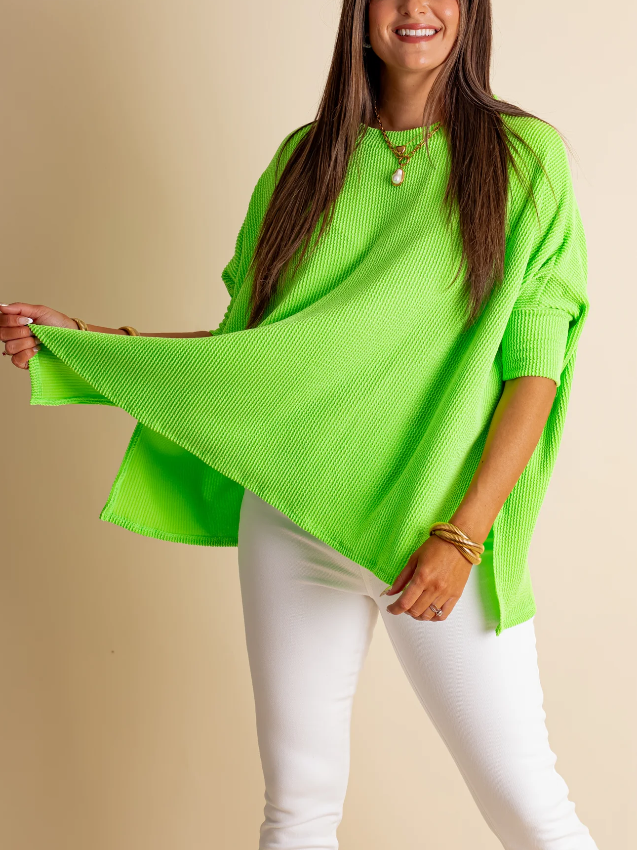Women's Summer Half-sleeved Ribbed Oversized Top