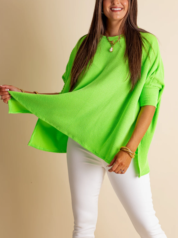 Women's Summer Half-sleeved Ribbed Oversized Top