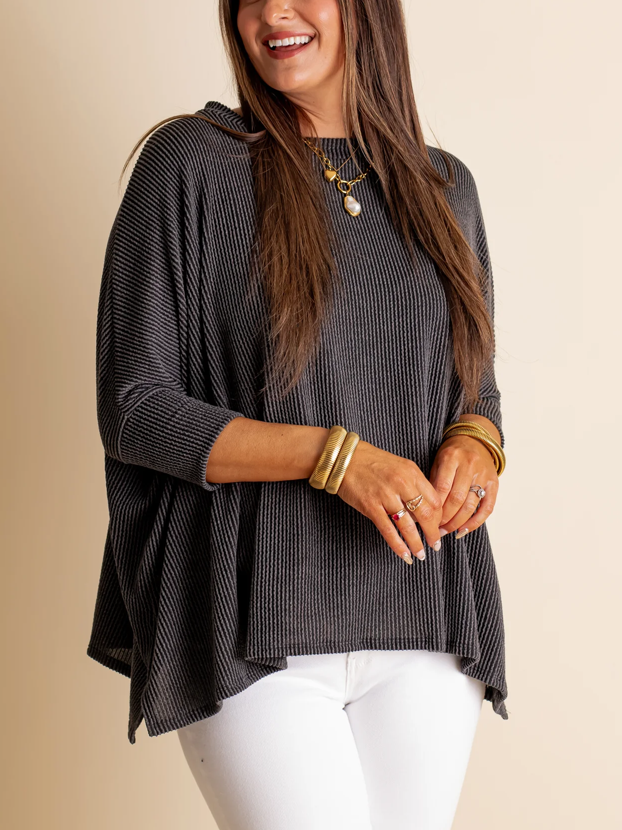 Women's Summer Half-sleeved Ribbed Oversized Top